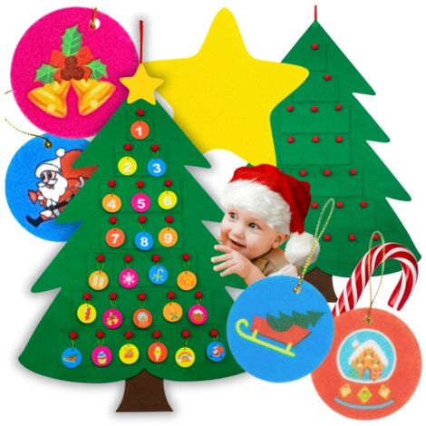 Adventskalender Weihnachtsbaum Filz mit Geschenktaschen 90cm + DIY Dekorationen