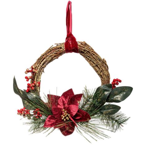 Adventskranz mit Weihnachtsstern, Ø 38 cm