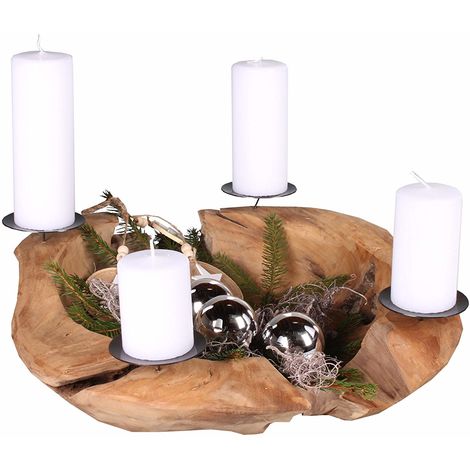 Adventskranz Teakholz Ca O 50 Cm Holzschale Teakschale Mit