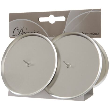 Adventskranzkerzenhalter Silberfarben matt Ø 10 cm aus Metall - 4er Set