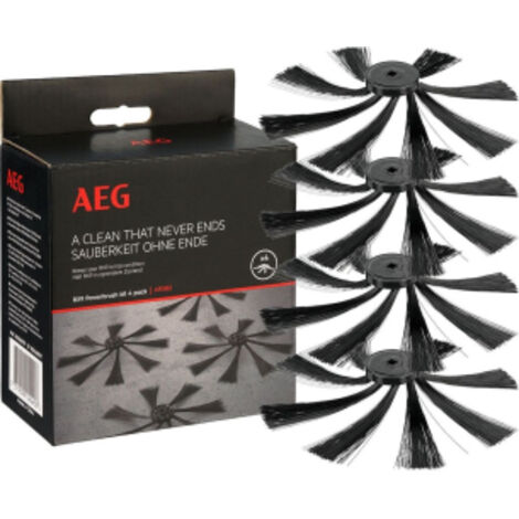 AEG ARSB2 Lot de 4 brosses laterales PowerBrush, compatibles avec robot aspirateur RX9, echange magnetique, protection des sols delicats