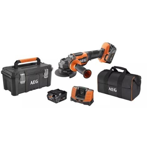 AEG BEWS18-115BLPX2-502TB Smerigliatrice Batteria 18V 2x5,0Ah 115mm Brushless