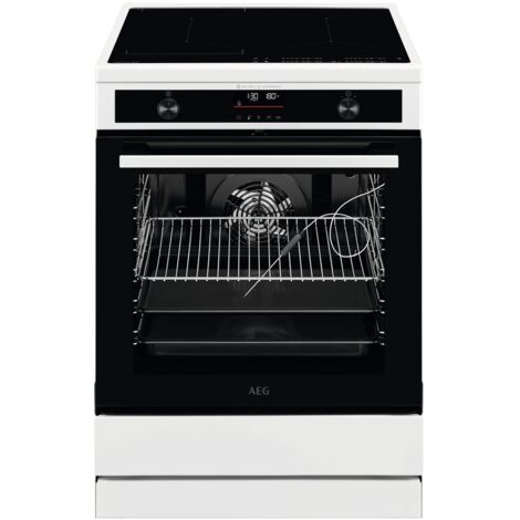AEG – Cuisinière induction 60 cm – 4 foyers induction 3200 W – Grand four 73 l chaleur tournante – Nettoyage pyrolyse – Fonction vapeur SteamBake