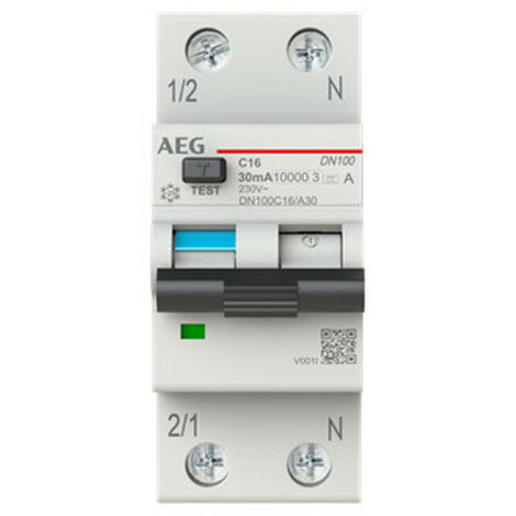 AEG INTERRUPTEUR FI/LS DN100C16/A30 1P+N TYPE A C 16 A 30 MA 10 KA BUSCH-JAEGER 2CSR975131R1164