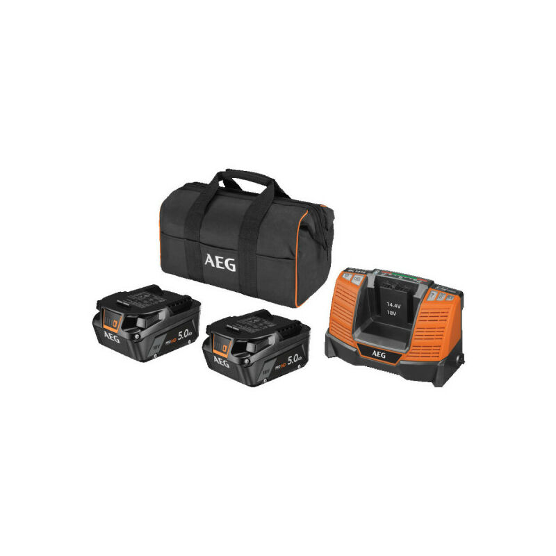 2 batteries Pro Lithium 18V AEG - 5,0 Ah - L1850SHD - Chargeur - Sac - SETLL1850SHD