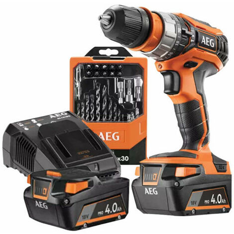 AEG – Perceuse à percussion 18V avec 2 batteries 4,0Ah – Mandrin 13mm – Couple 60Nm – Pour béton, bois et métal – Chargeur inclus - BSB18C2X-402C