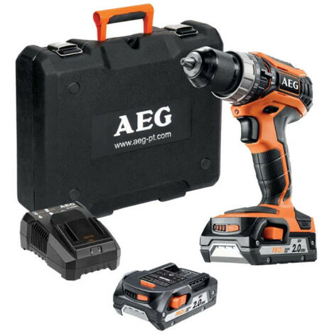AEG – Perceuse percussion 18V avec 2 batteries 2.0Ah – Moteur quadripolaire – Couple 50Nm – Mandrin auto-serrant – Coffret de rangement