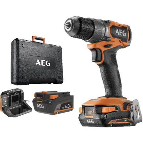 AEG – Perceuse-visseuse à percussion 18V – Moteur Brushless – 2 batteries 4,0Ah et 2,0Ah – Couple 65Nm pour béton et bois – Chargeur inclus - BSB18SBL2-X02