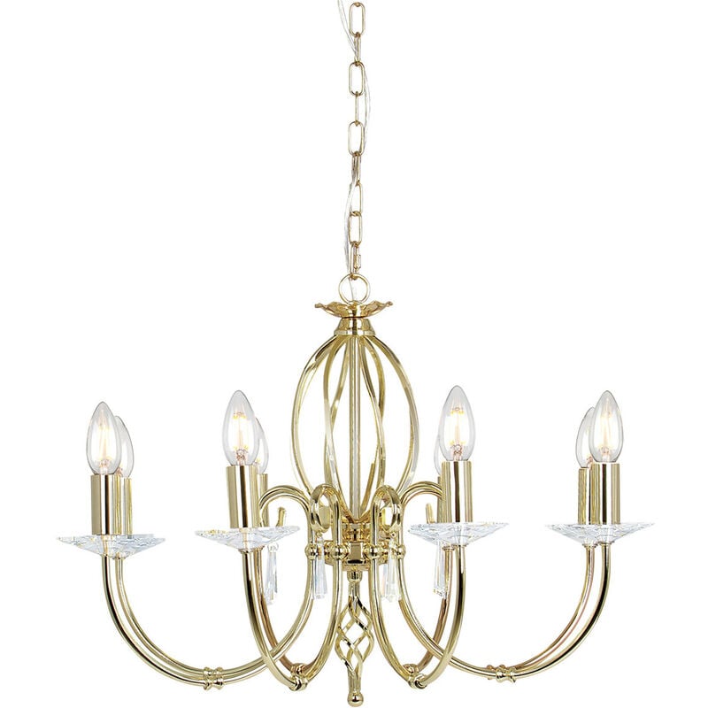 Aegean - 8 Light Chandelier Polished Brass Finish, E14 - Elstead