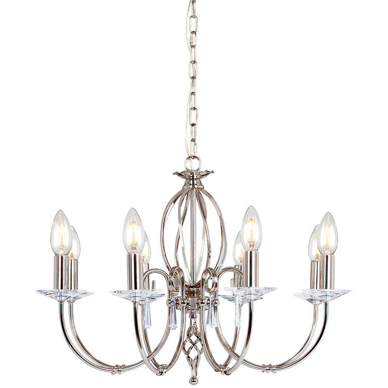 Aegean - 8 Light Chandelier Polished Nickel Finish, E14 - Elstead