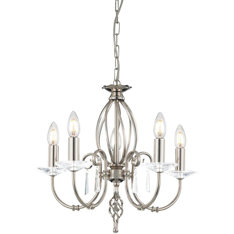 Aegean - 5 Light Chandelier Polished Nickel Finish, E14 - Elstead