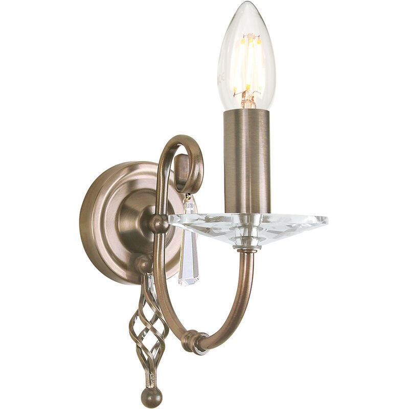 Elstead - Aegean - 1 Light Indoor Candle Wall Light Aged Brass, E14