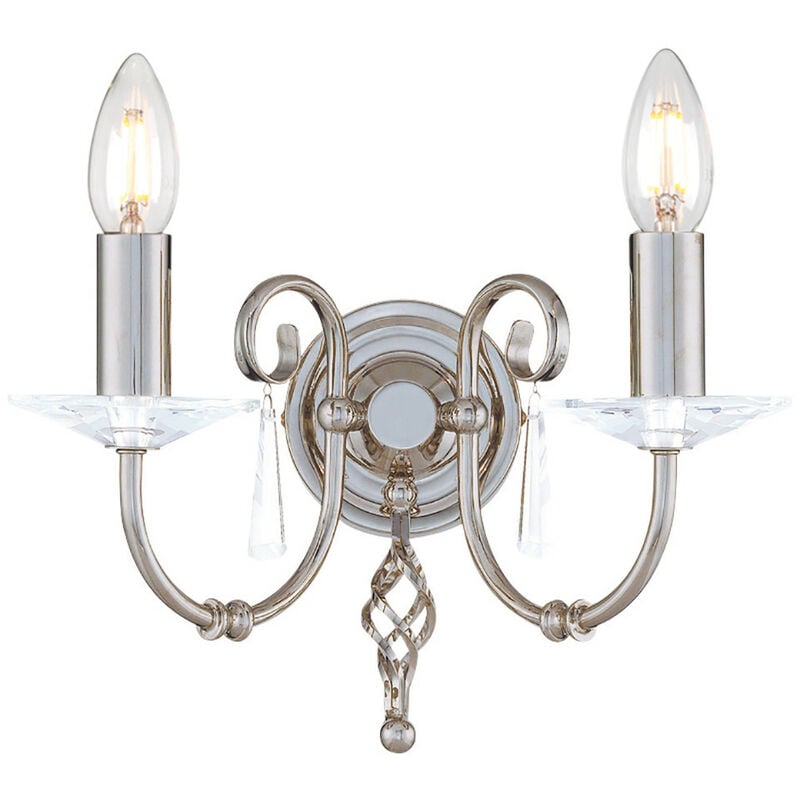 Aegean - 2 Light Indoor Candle Wall Light Polished Nickel, E14 - Elstead