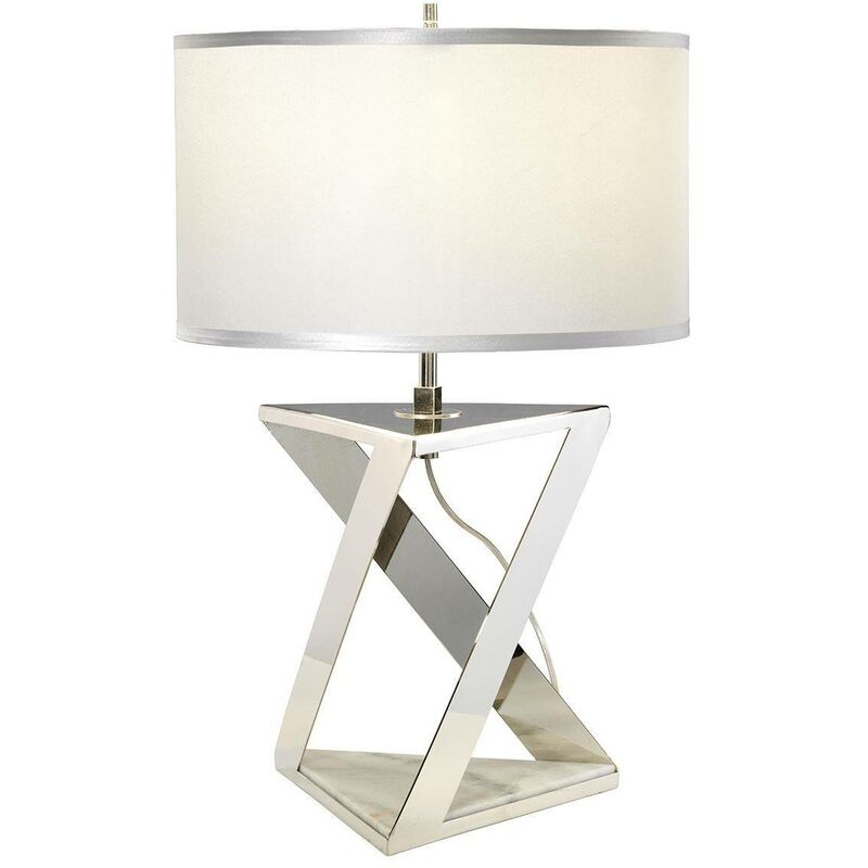Elstead Lighting - Elstead Aegeus - 1 Light Table Lamp White, Polished Nickel, E27