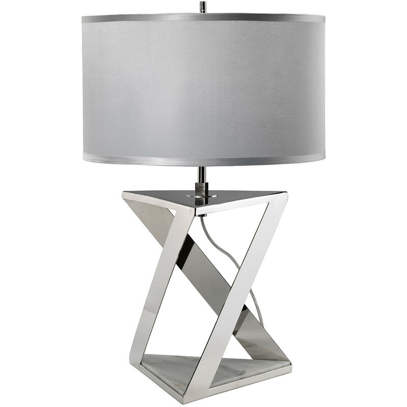 Aegeus - 1 Light Table Lamp White, Polished Nickel, E27 - Elstead