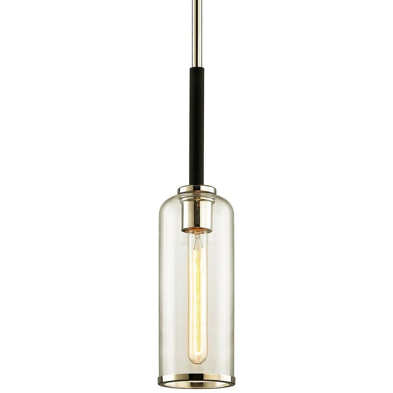 Image of Hudson Valley Lighting - Aeon Mini ciondolo a 1 luce in carburo nero e nichel lucido, vetro