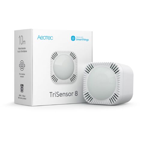 Aeotec TriSensor 8 - Multisensore 3 in 1, movimento in raggio di 10 m, temperatura in °C, luce in Lux, Z-Wave Gen8, Long Range, Hub richiesto, funziona con SmartThings, Homey, HomeAssistant