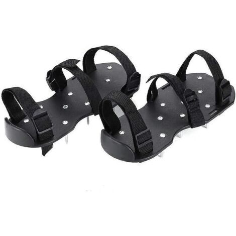 Aérateur de pelouse, sabots pour aérateur de pelouse, sabots scarificateurs à clous pour pelouse avec sangles métalliques réglables, taille unique