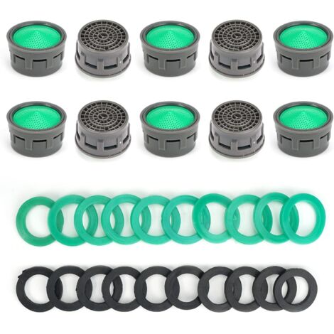 Aérateur de robinet 10 pièces, aérateur de robinet, aérateur à économie d'eau avec 20 joints, diamètre extérieur 21 mm, aérateur de robinet pour salle de bain et cuisine