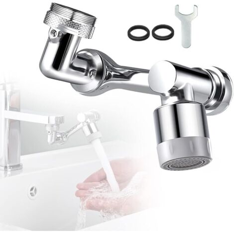 Aérateur de Robinet 1080°,Pulvérisateur de Robinet de Cuisine/salle de bain à,avec 2 Modes de Pulvérisation,Tête de Pulvérisation pour Robinet d'Évier en Laiton Massif (Chrome)