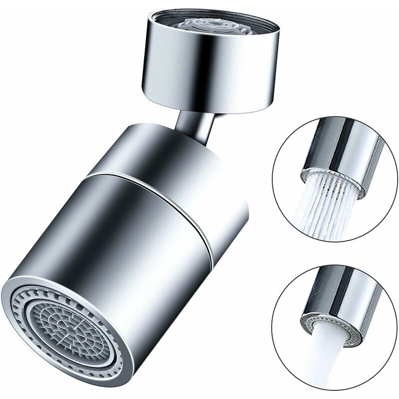 Aérateur de Robinet, 720° Mousseur Robinet de Cuisine, Réglable Aérateur de Robinet avec 2 Modes, Universel Robinet Filtre pour Cuisine Salle de Bain