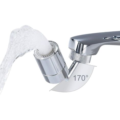 Aérateur de robinet à angle large de 720 degrés, aérateur réglable à 2 positions pour salle de bain et cuisine - Rainuré
