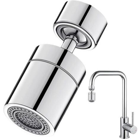 Aérateur de Robinet, Aérateur de Robinet 360° Pivotant Embout Robinet Cuisine, Robinet Économie D'eau avec 2 Modes de Pulvérisation, pour Robinets avec Buse à Filetage Externe M22 ou Fil Interne M24