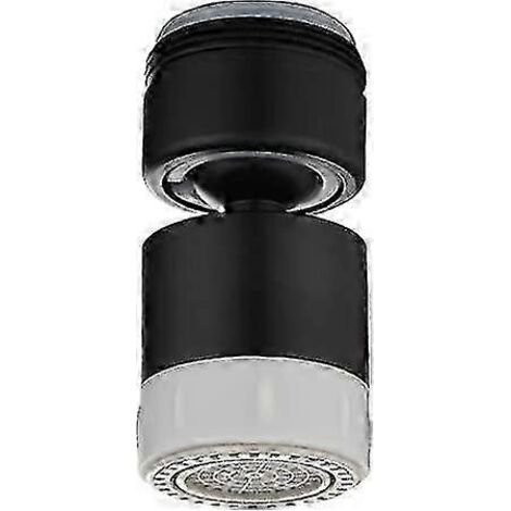 Aérateur de robinet avec filtre et connecteur mâle ZK-M24, deux débits d'eau différents, tête rotative à 360°, embout en silicone, noir, NC