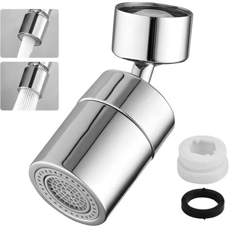 Aérateur de Robinet Cuisine Pivotant à 360°, Embout de Robinet avec 2 Modes de Pulvérisation, Compatible avec Buse à Filetage Externe M22 et Filetage Interne M24, Matériau ABS Durable
