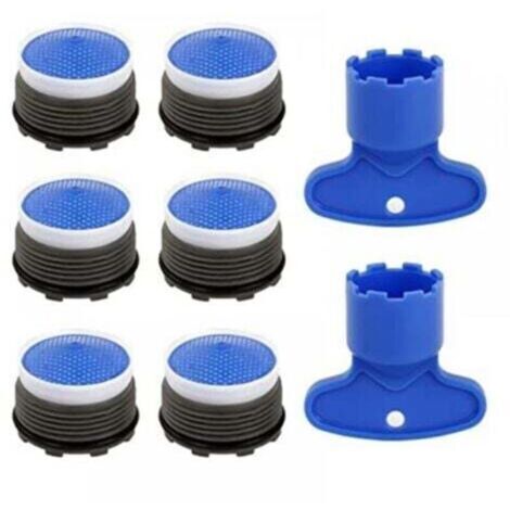 Aérateur de Robinet d'évier - 6pcs M18.5 - Plastique pour Cuisine et Salle de Bain - Économiseur d'eau avec Filtre 5 Couches et 2 Clés