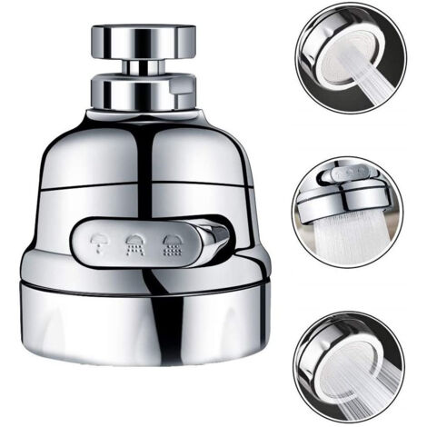 Aérateur de robinet d'évier, buse en mousse à économie d'eau pour aérateur de robinet réglable rotatif à 360° pour robinets de cuisine et de salle de bain, réglage à trois vitesses