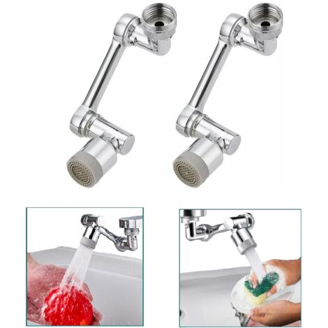 Aérateur de robinet d'évier pivotant à 1080 degrés, prolongateur de robinet en laiton résistant aux éclaboussures avec 2 modes de sortie d'eau, pour cuisine, salle de bain, 2 paquets