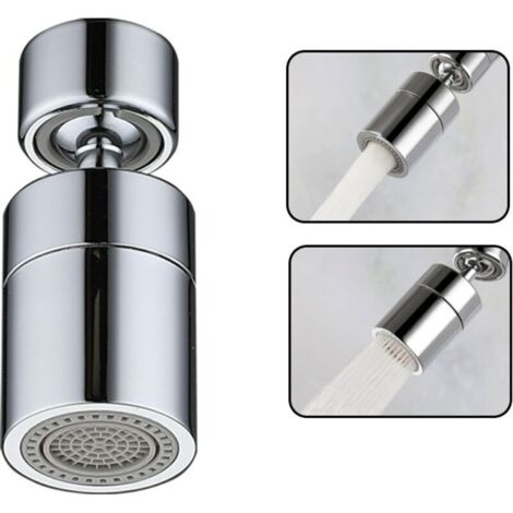 Aérateur de robinet d'évier rotatif à 360°, double sortie grand angle à économie d'eau, pièce de rechange avec joint - filetage intérieur 55/64 pouce - 27UNS, adaptateur de filetage extérieur 15/16 po