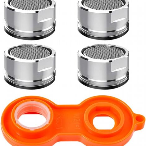 Aérateur de robinet économe en eau en 4 pièces, accessoires pour aérateur de robinet, filtre de robinet M24 avec rondelle et clé pour aérateur.