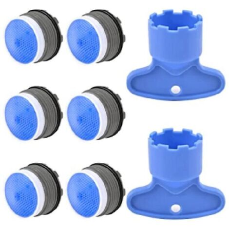 Aérateur de robinet M18.5, 6 inserts filetés pour mitigeur de cuisine, économiseur d'eau pour robinet avec 2 clés à robinet