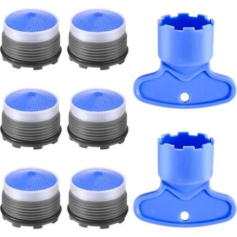 Aérateur de robinet M18.5 (lot de 6) - Aérateur de rechange pour robinet d'évier - Limiteur de débit - Aérateur pour évier de cuisine ou de salle de bain - Outil de réglage inclus