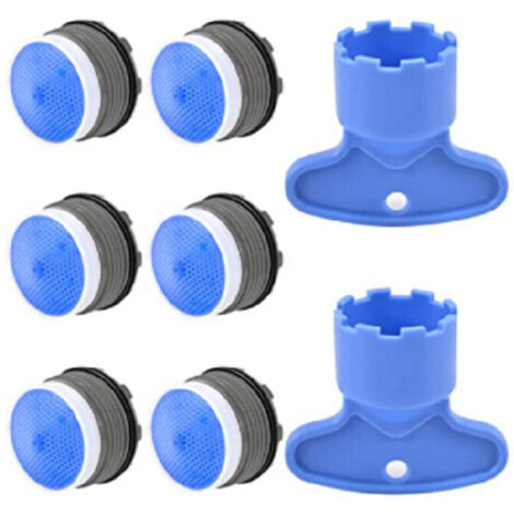 Aérateur de robinet M18.5, lot de 6 buses pour robinet de cuisine et salle de bain, économiseur d'eau, bleu