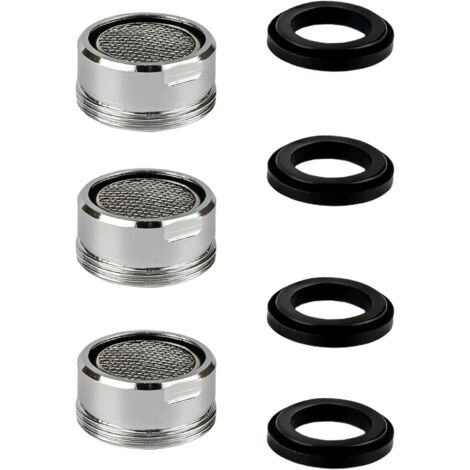Aérateur de robinet M24 24 mm mâle, lot de 3, avec 4 joints et filtre à mailles pour robinet d'évier de cuisine et de salle de bain, permettant de réaliser des économies d'eau.