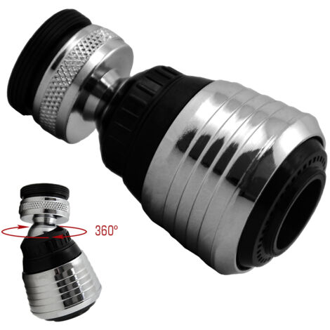 Aérateur de Robinet Pivotant 360° Economiseur d'Eau 2 Jets Compatible Filetage M22 / M24 différentes dimensions - schwarz