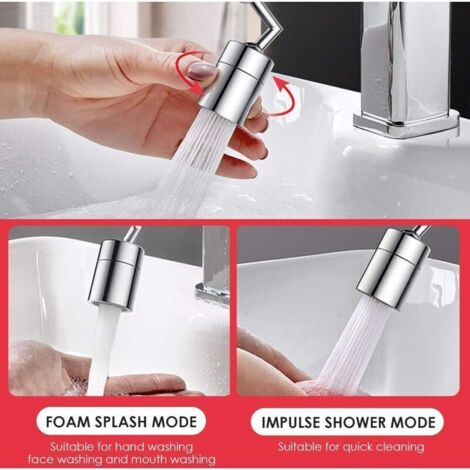 Aérateur de robinet pivotant 720° pour cuisine et salle de bain – tête mousseur filtrante avec embout orientable, lot de 1