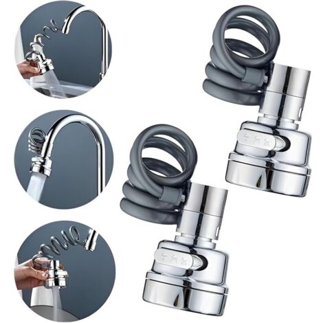 Aérateur De Robinet Pivotant à 360°, 2 Pièce Embout Robinet Cuisine avec 3 Modes Mitigeur Cuisine avec Douchette Extractible Adaptateur De Rallonge De Tête De Robinet Salle De Bain Lavabo