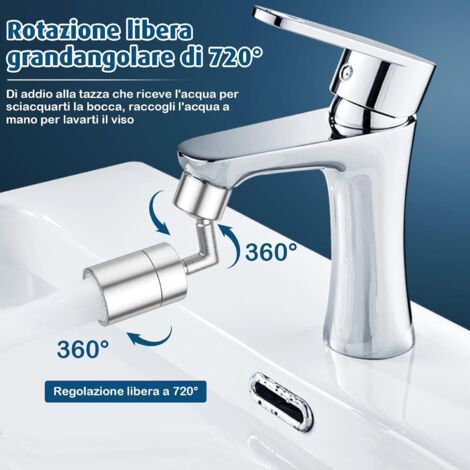 Aérateur de robinet pivotant à 720°, aérateur double fonction à grand angle, aérateur rotatif, robinet à jet pour cuisine et salle de bain avec adaptateurs de buse M22 et M24, Si