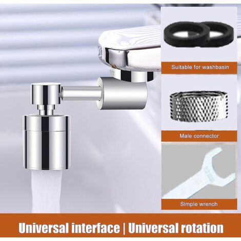 Aérateur de robinet pivotant universel à 1080° avec bras robotisé rotatif pour évier de cuisine pliable - A