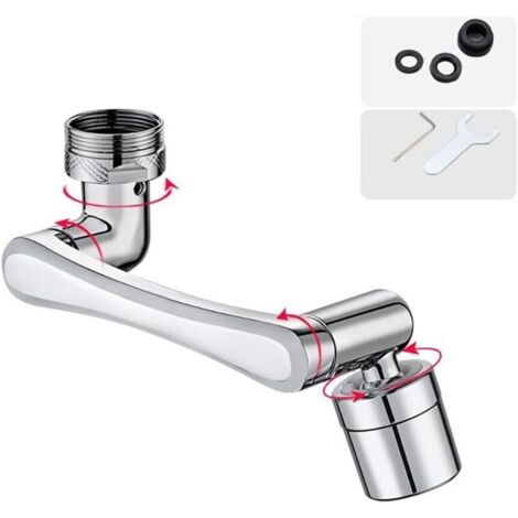 Aérateur de robinet, rallonge de robinet orientable 1440° fixation de robinet, 2 modes de sortie d'eau, robinet universel, diffuseur en laiton pour évier de salle de bain cuisine 20/22/24 mm