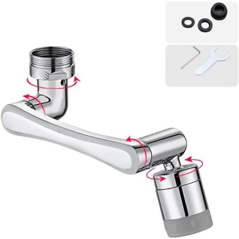 Aérateur de robinet, rallonge de robinet orientable 1440° fixation de robinet, 2 modes de sortie d'eau, robinet universel, diffuseur en laiton pour évier de salle de bain cuisine 20/22/24 mm