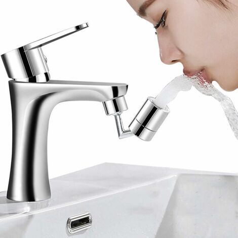 Aérateur de robinet réglable à 2 modes, aérateur de robinet de cuisine à grand angle de 720 degrés pour salle de bain - Chrome (FM22)