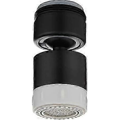 Aérateur de robinet ZK-M24 avec filtre et connecteur mâle, deux débits d'eau différents, tête rotative à 360°, embout en silicone, noir.
