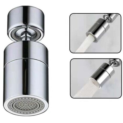 Aérateur de Robinet(Argent), 360° Pivotant Embout Robinet Cuisine, 2 Modes Mousseur Robinet Economie Eau, Brise jet Filtre Robinet Cuisine Salle De Ba
