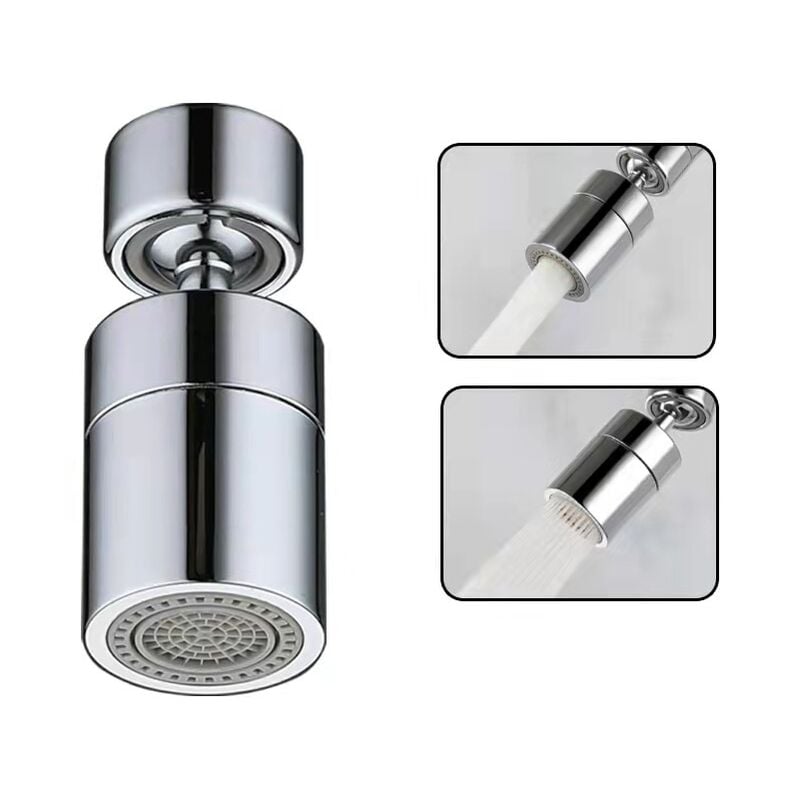 Linghhang - Aérateur de Robinet(Argent), 360° Pivotant Embout Robinet Cuisine, 2 Modes Mousseur Robinet Economie Eau, Brise jet Filtre Robinet