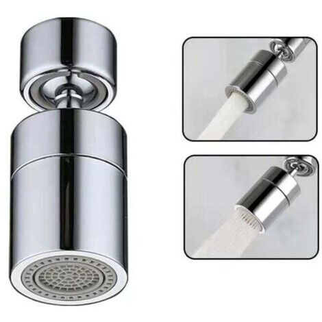 Aérateur de Robinet(Argent), 360° Pivotant Embout Robinet Cuisine, 2 Modes Mousseur Robinet Economie Eau, Brise jet Filtre Robinet Cuisine Salle De Bain lavabo..